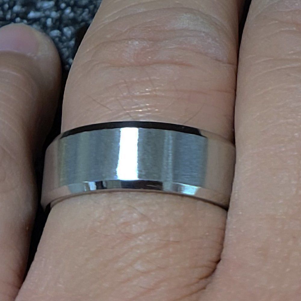 Men's Silver Step Edge Promise Ring - Silver Promise ring For Him - Picture 2 of 8